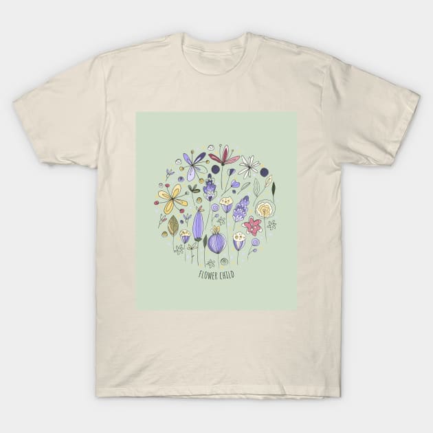 Flower child - soft green T-Shirt by FluxionHub